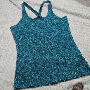 Express Teal Sparkle Racerback Tank